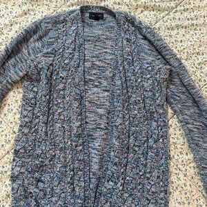 Lands' End Blue and Gray Women's Cardigan Sweater